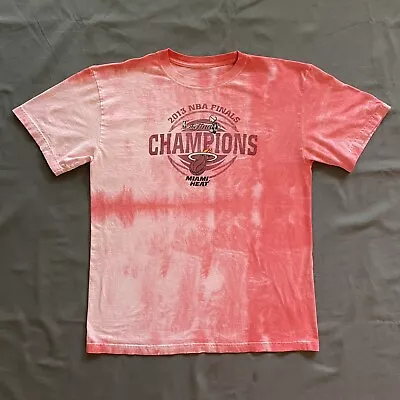 2013 Miami Heat T Shirt Mens Large Red Tie Dye NBA Finals Champions Basketball • $10.07