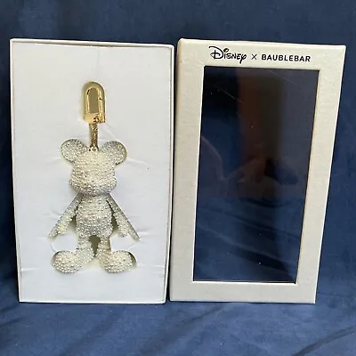 BNIB Disney X Baublebar Mickey Mouse Bag Backpack Charm Keychain In Ivory Pearls • $49.99