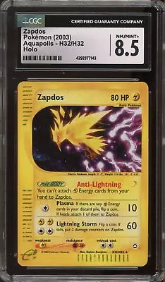 Pokemon Zapdos Aquapolis Holo Rare #H32 CGC 8.5 • $15.50