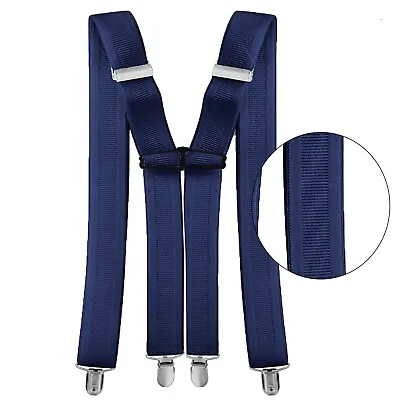 Adult Braces Trouser Clip On X Shape Back 35mm Mens Suspender Adjustable Elastic • £4.89