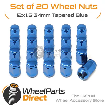 Blue Wheel Nuts (20) 12x1.5 Tapered 34mm For Mazda MPV [Mk2] 99-06 • $26.52