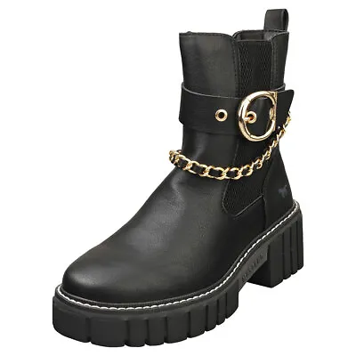 Mustang Side Zip Platform Womens Black Fashion Boots - 7.5 UK • £46.49