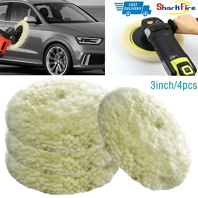 3inch 4pcs Wool Polishing PadsPure Wool Buffing Pad With Hook And Loop For Car • $19.44