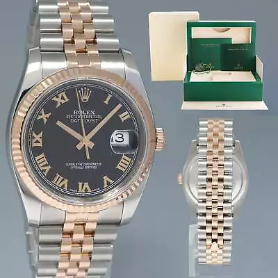 MINT 2011 MINT Rolex DateJust Jubilee Two Tone Rose Gold Black Dial 116231 Watch • $8992.13