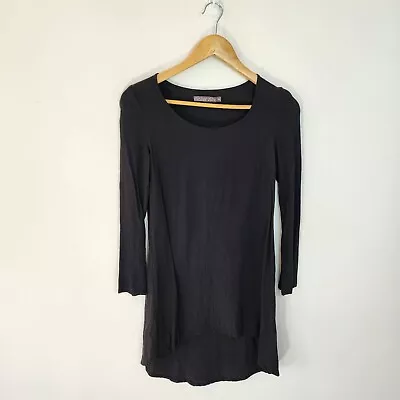 Mister Zimi Dress Womens Size 6 Black Mini Long Sleeve Hi Lo Hem Flaw* • $9.90