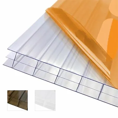 16mm Triplewall Polycarbonate Sheet Conservatory PVC Lean-To Carport Canopy Roof • £201.05