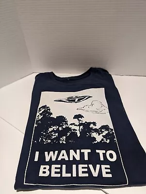 Alien UFO Hunter Shirt I Want To Believe T-Shirt Bark Blue S-2xl • $10.37