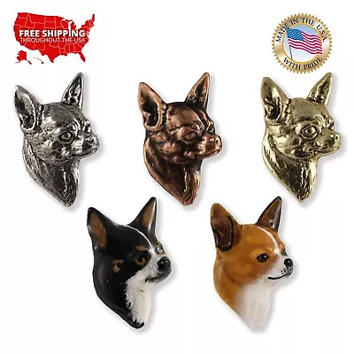 Pewter Chihuahua Dog Head Lapel Pin Or Refrigerator Magnet D048 Made In USA • $19.99