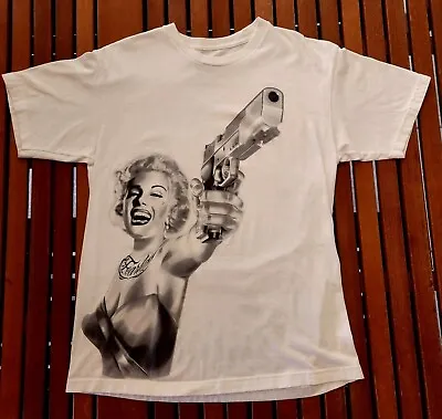 Fearless Marilyn Monroe Y2k  T Shirt 2 Sideded Gun Tat Girl Gangsta Low Rider • $9.99