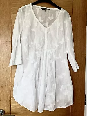 Laura Ashley Shirt Dress. Very Long Top. White. Used. VGC. Size 12. 100%Cotton. • £7