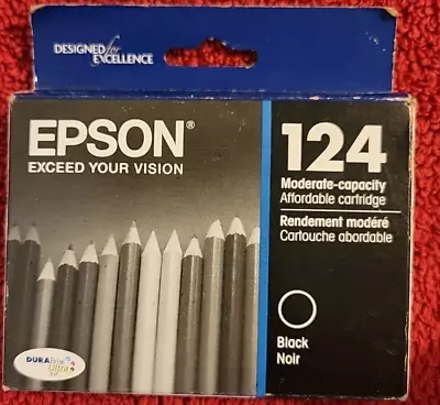 Epson 124 Black Ink Cartridge T124120 Moderate Capacity Exp 7/20 Sealed Genuine • $11.49