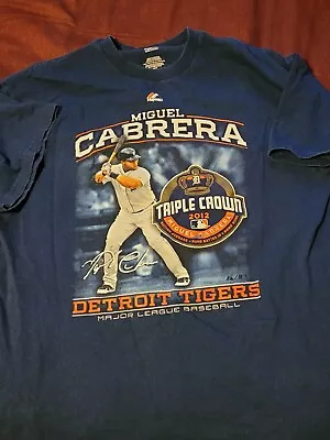 Miguel Cabrera Detroit Tigers Majestic T-shirt L 2012 Triple Crown • $6