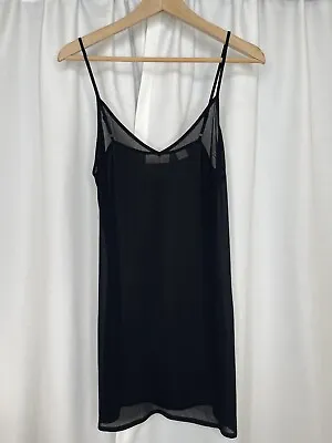 $35 • Buy Sass And Bide Black Sheer Slip Dress Size 8 Sleeveless V Neck Adjustable Straps