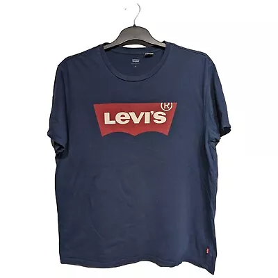 Levi's Mens T Shirt Size XL Navy Blue Short Sleeve Logo Graphic Print • £6.99