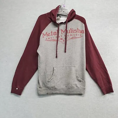 Metal Mulisha Men Sweatshirt Small Red Hoodie Logo Graphic Raglan Sleeve READ • $17.06