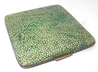 Vintage Antique Estate English Art Deco Shagreen Skin Brass 1939 Cigarette Case • $12.61