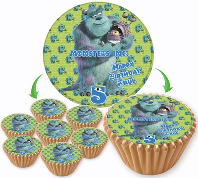 £4.99 • Buy Monsters Inc Birthday Party Personalised Edible Icing Cupcake Topper B066