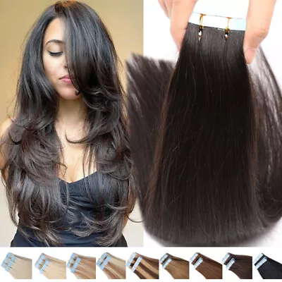 £23.28 • Buy Invisible Tape In Remy 100% Human Hair Extensions Skin Weft Full Head Ombré 20ps