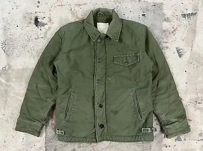 VTG 60’s Vietnam Era 1st Pattern A-2 Deck Jacket Sz M OD Green USN US Navy • $228