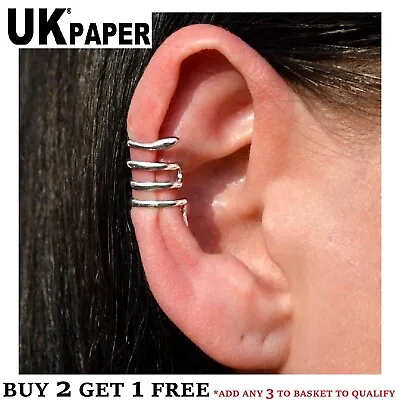Uk New Silver Snake Cartilage Upper Helix Ear Cuff Clip On Wrap Emo Punk Earring • £2.99
