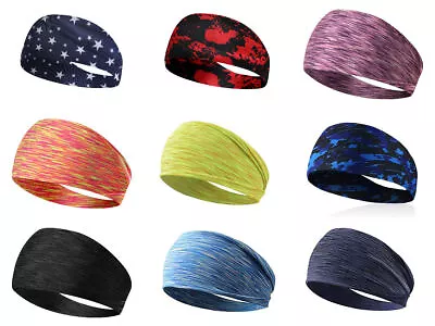 Womens Mens Headband Ladies Elastic Wide Sports Yoga Gym Running Hair Band UK • £3.49