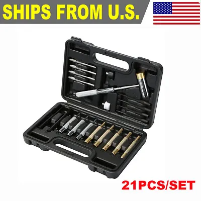$23.90 • Buy 21pc Punch Set And Hammer W/ Brass Hollow Steel Plastic Punches For Maintenance