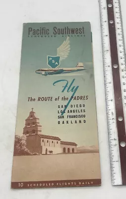 Pacific Southwest Airines Flight Schedule Brouchure Vintage 1950's? • $19