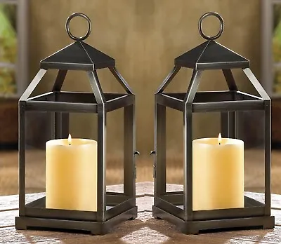 2pcs Brushed Silver 12  Malta Candle Holder Lantern Outdoor Terrace Patio Decor • $52.06