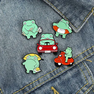 Creative Mini Car Funny Little Frog Swimming Ring Brooch Enamel Lapel Pins Badge • $1.26