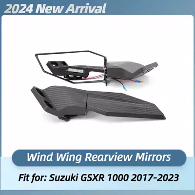 Rearview Wing Mirrors W/ LED Turn Signals Lights For Suzuki 2017-2023 GSXR1000 • $45.50