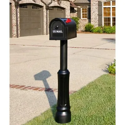 Plastic Mailbox And Post Kit Combo Black Heavy Duty Mail Box Easy To Install • $97.99