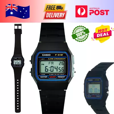 Casio F91W-1 Unisex Black Digital Watch With Black Band | AU STOCK • $60.95