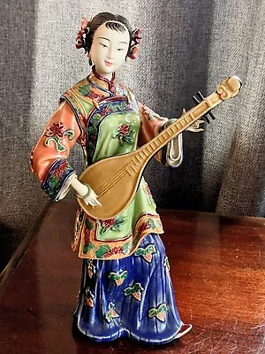 Shiwan Ceramic Oriental Lady Musician Figurine Extremely Detailed • $45