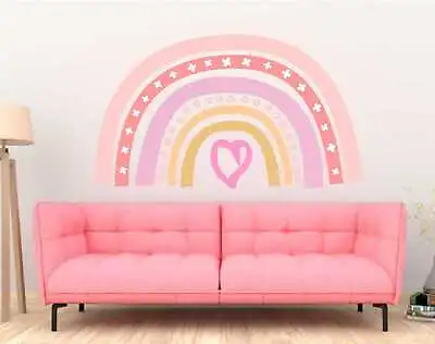  PASTEL RAINBOW BOHO Wall Sticker Decal Kids Childrens Girls Drawing Stars Heart • £4.99