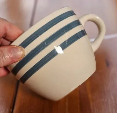 Coastal Stoneware Coffee Mug New England Blue & White Stripes • £12.95