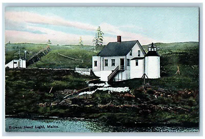 View Of Browns Head Light Vinalhaven Maine ME House Scene Vintage Postcard • $14.98