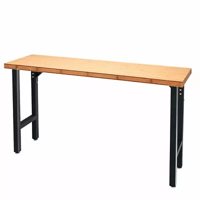 65  Bamboo Modular Workbench Table Steel Frame Garage Workstation Heavy Duty New • $229