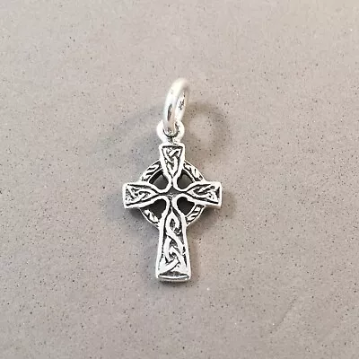 .925 Sterling Silver CELTIC CROSS CHARM Pendant Irish High Cross NEW 925 FA22 • $10.25