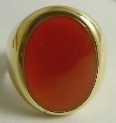 Perfect Carnelian Mens 14K Gold Ring Sz 9 Modern Style Heavy • $759