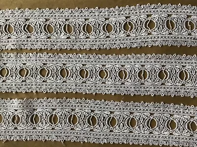 7 Yds Lovely Scalloped White Beading Rayon Venise Lace • $16.99