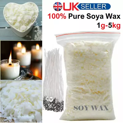 Soy Wax/Soya 100% Pure Candle Making Wax Natural Flakes Clean Burning WHITE UK • £2.85