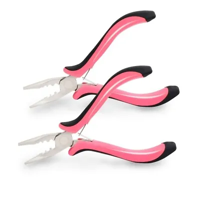 Professional Hair Extension 5  Pliers Micro Rings Nano Bead Extensions Tool Pink • £4.99