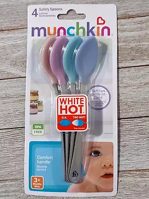 Munchkin White Hot 4 Safety Spoons BPA-Free With Stainless Steel Handle • $7.79