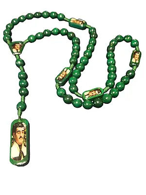 Rosario Rosary De Jesus Malverde Narco Saint Green Verde Knotted Wooden Beads • $13.99
