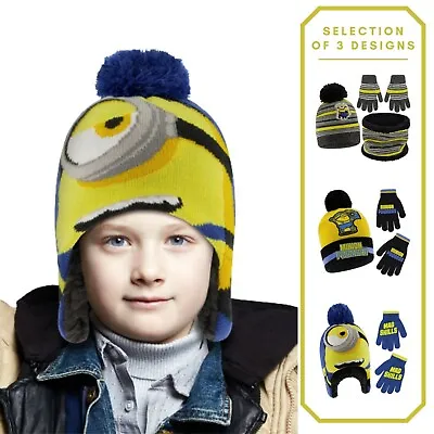 Universal Minions Toddler Winter Hat Kids Gloves And/or Scarf Set Boys Age 4-7 • $14.99