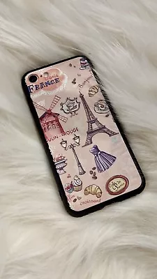 [US SELLER] Iphone 7 Silicone Floral Paris Eiffel Towel Vintage Canvas Case • $9.99