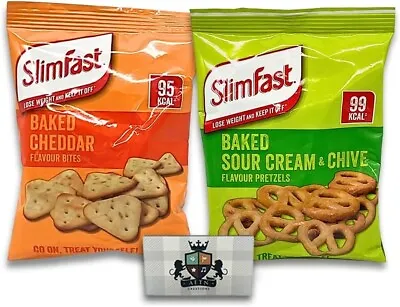 Slim Fast Crisps Mixed Pack Of 14 With 7 Cheddar 7 Sour Cream Snacks Pretzels • £13.95