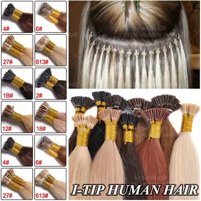 Pre Bonded Fusion Keratin I Tip Stick 100% Remy Human Hair Extensions Micro Ring • $140.44