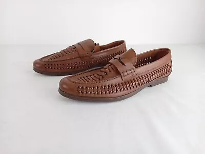 Mens M&S Shoes Size 11 Brown Woven Real Leather Upper NWOT F2 • £9.99