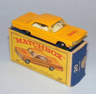 MATCHBOX REGULAR WHEELS 20c CHEVROLET IMPALA TAXI NEAR MINT BOXED • $56.83